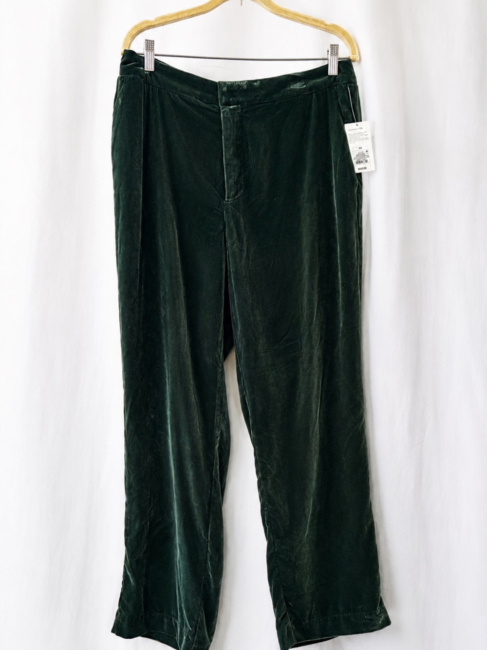 A New Day Women’s Dark Green Velvet Wide Leg Pants Size 14 NWT